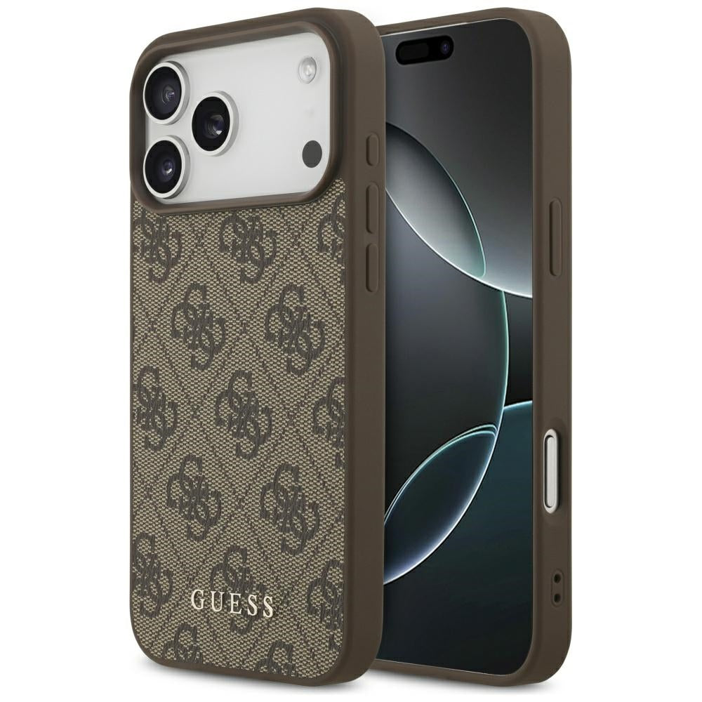 Case for Apple iPhone 18 Pro / 17 Pro, Guess, 4G Classic Logo, Brown