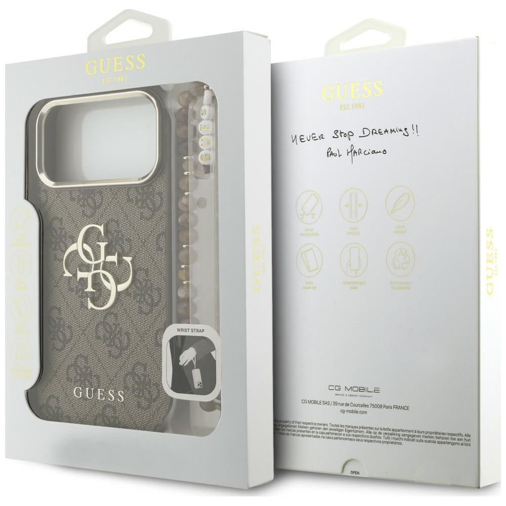 Θήκη για Apple iPhone 18 Pro / 17 Pro, Guess, 4G Classic Logo with Strap, Χρυσοκάστανη