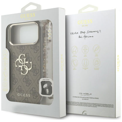 Θήκη για Apple iPhone 18 Pro / 17 Pro, Guess, 4G Classic Logo with Strap, Χρυσοκάστανη