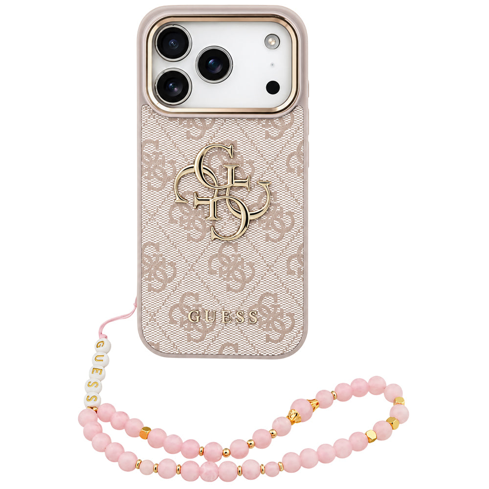 Θήκη για Apple iPhone 18 Pro / 17 Pro, Guess, 4G Classic Logo with Strap, Ροζ Χρυσό