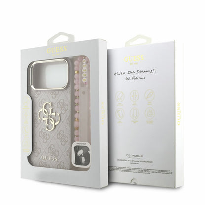 Θήκη για Apple iPhone 18 Pro / 17 Pro, Guess, 4G Classic Logo with Strap, Ροζ Χρυσό