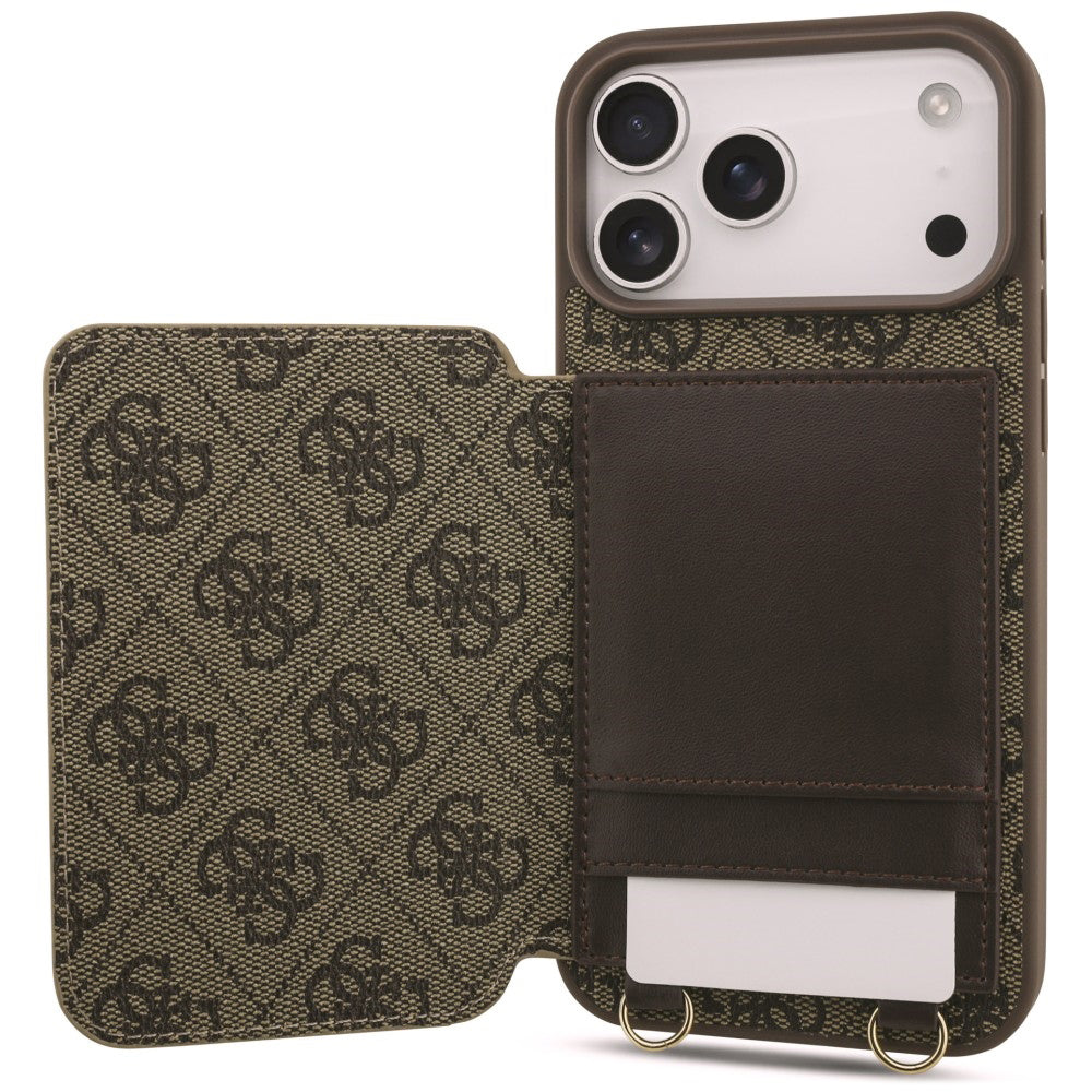 Θήκη για Apple iPhone 18 Pro / 17 Pro, Guess, 4G Crossbody Cardslot, Καφέ
