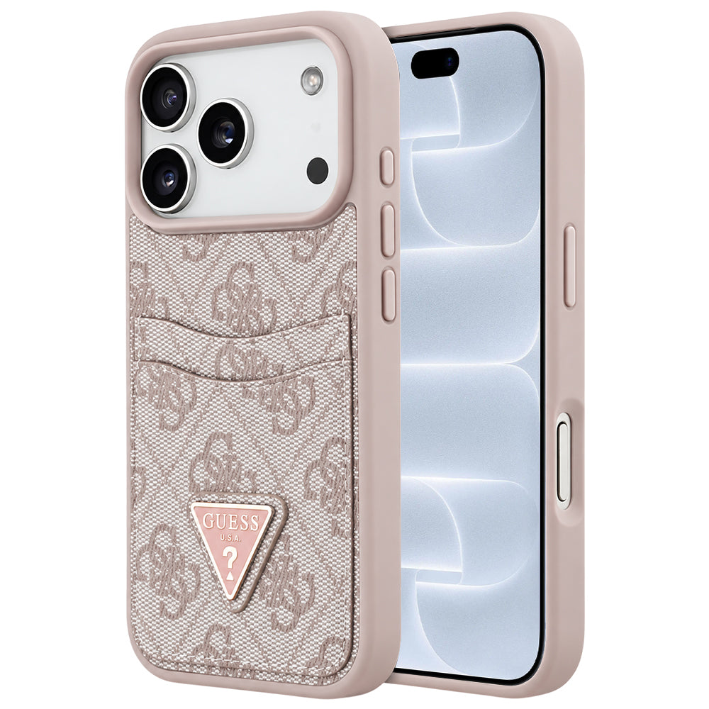 Θήκη για Apple iPhone 18 Pro / 17 Pro, Guess, 4G Double Card Triangle, Ροζ