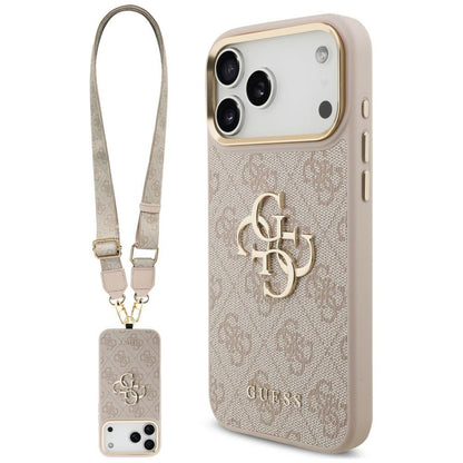 Θήκη για Apple iPhone 18 Pro / 17 Pro, Guess, Big 4G Classic Logo & Big Strap Metal Buttons, Ροζ