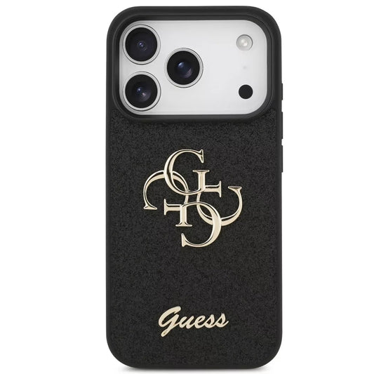 Case for Apple iPhone 18 Pro / 17 Pro, Guess, Fixed Glitter Big 4G, Black