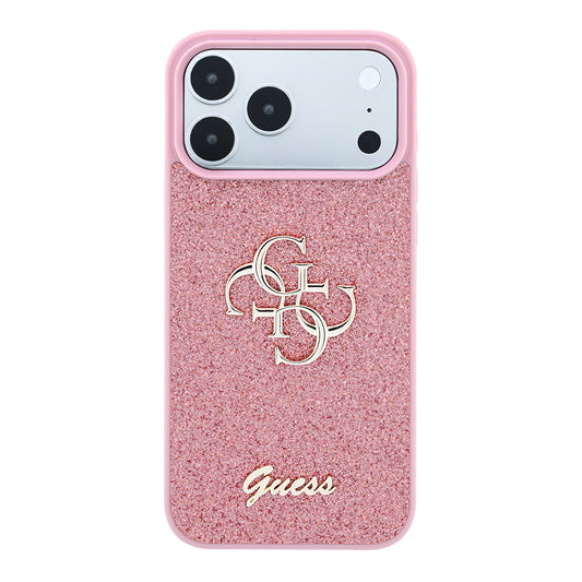 Case for Apple iPhone 18 Pro / 17 Pro, Guess, Fixed Glitter Big 4G, Pink