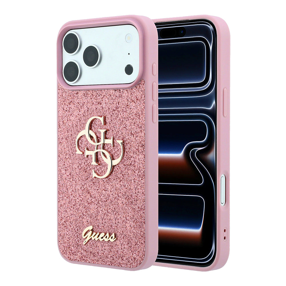 Case for Apple iPhone 18 Pro / 17 Pro, Guess, Fixed Glitter Big 4G, Pink