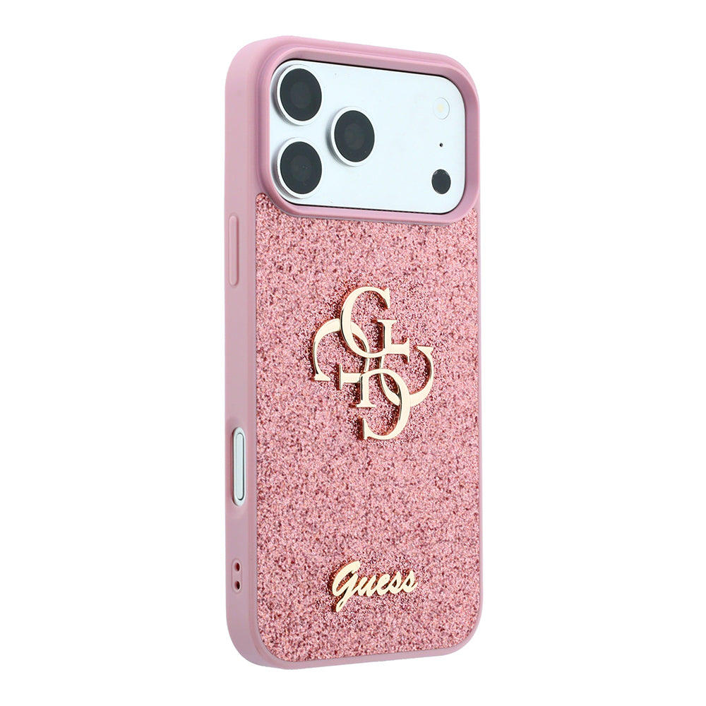 Case for Apple iPhone 18 Pro / 17 Pro, Guess, Fixed Glitter Big 4G, Pink