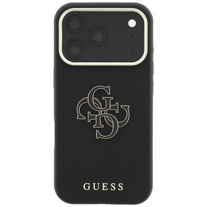 Θήκη για Apple iPhone 18 Pro / 17 Pro, Guess, Μεγάλο Λογότυπο από Ρητίνη με Υφή, Μαύρο