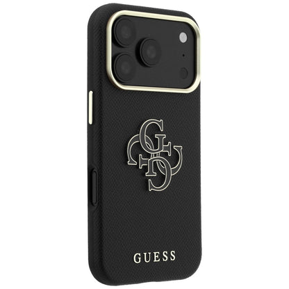 Θήκη για Apple iPhone 18 Pro / 17 Pro, Guess, Μεγάλο Λογότυπο από Ρητίνη με Υφή, Μαύρο