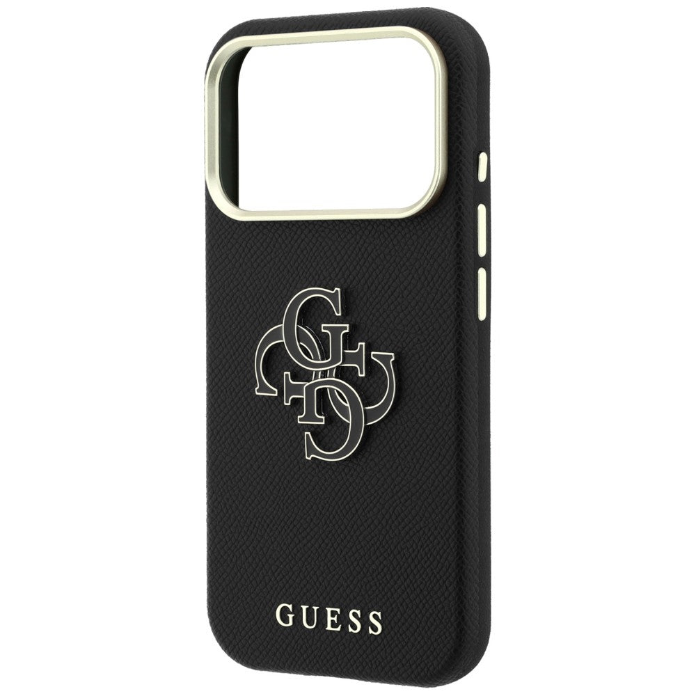 Θήκη για Apple iPhone 18 Pro / 17 Pro, Guess, Μεγάλο Λογότυπο από Ρητίνη με Υφή, Μαύρο
