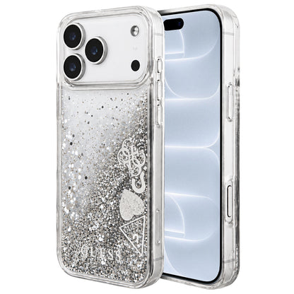 Θήκη για Apple iPhone 18 Pro / 17 Pro, Guess, Liquid Glitter Charms, Ασημί