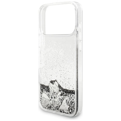 Θήκη για Apple iPhone 18 Pro / 17 Pro, Guess, Liquid Glitter Charms, Ασημί
