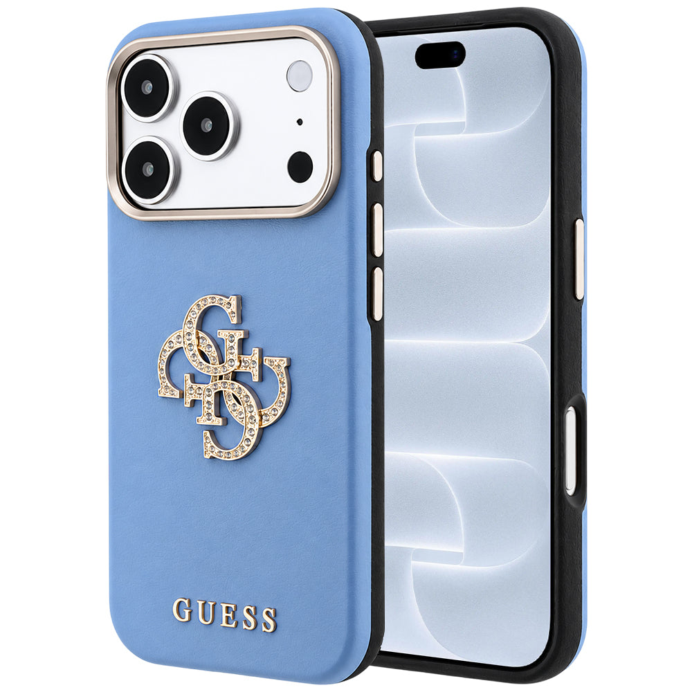 Θήκη για Apple iPhone 18 Pro / 17 Pro, Guess, Smooth Big Strass Logo, Bleu