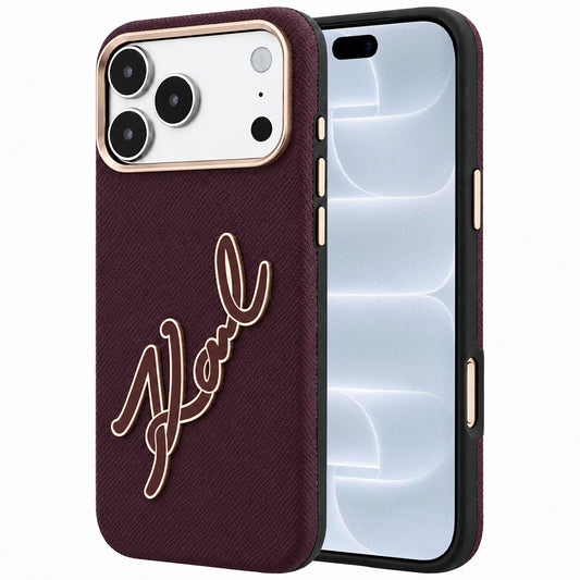 Θήκη για Apple iPhone 18 Pro / 17 Pro, Karl Lagerfeld, Λείο Μεγάλο Ρητινώδες Λογότυπο Υπογραφής, Βυσσινί
