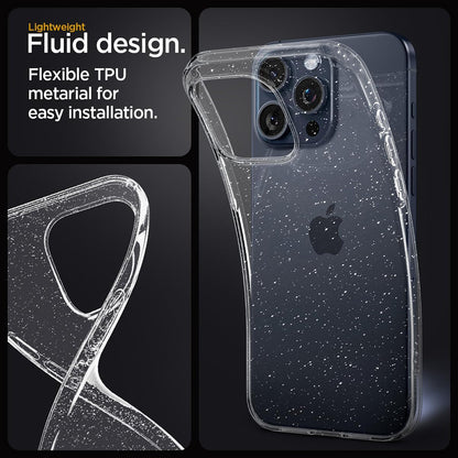 Case for Apple iPhone 18 Pro / 17 Pro, Techsuit, SparkleSkin, Transparent