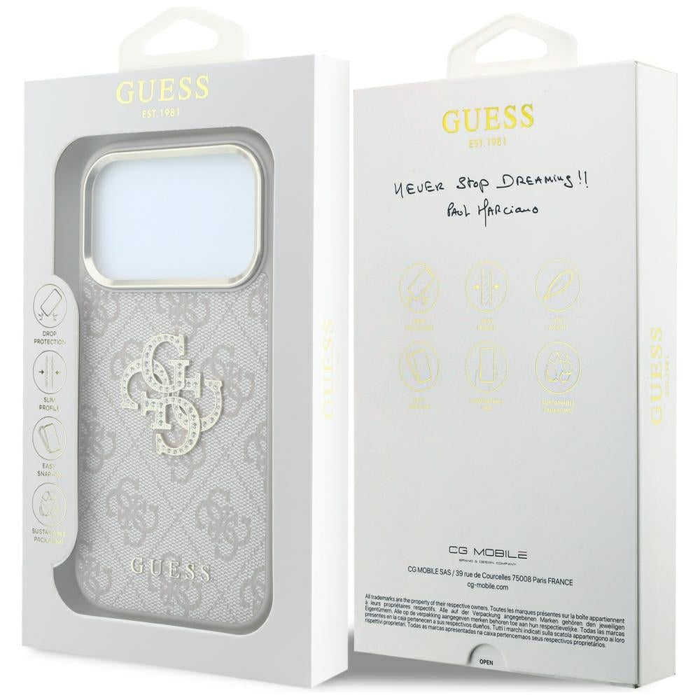 Θήκη για Apple iPhone 18 Pro Max / 17 Pro Max, Guess, 4G Big Strass Logo, Ροζ