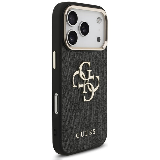 Θήκη για Apple iPhone 18 Pro Max / 17 Pro Max, Guess, 4G Classic Logo με λουράκι, Μαύρο Χρυσό