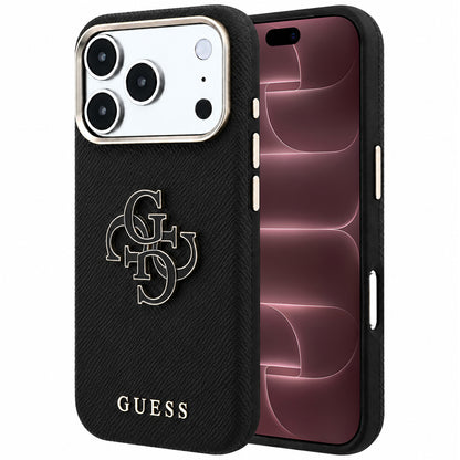 Θήκη για Apple iPhone 18 Pro Max / 17 Pro Max, Guess, Μεγάλο Λογότυπο από Ρητίνη με Υφή, Μαύρο