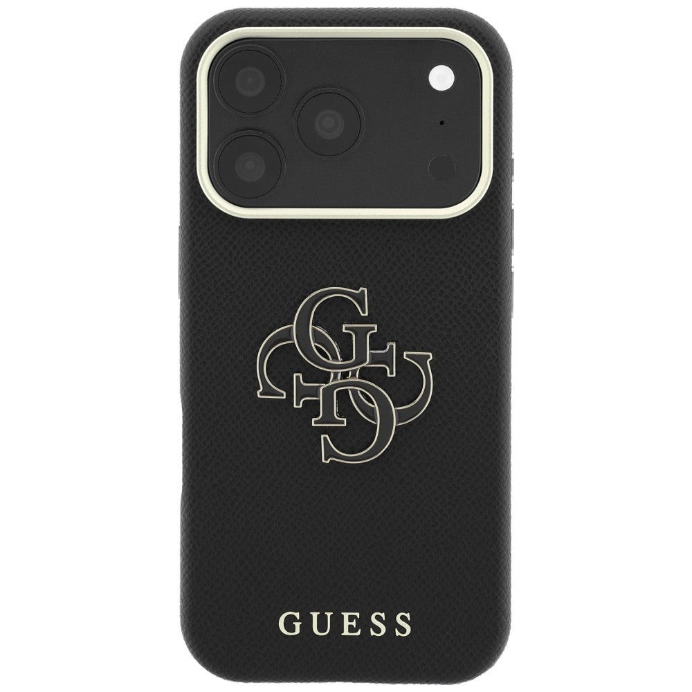 Θήκη για Apple iPhone 18 Pro Max / 17 Pro Max, Guess, Μεγάλο Λογότυπο από Ρητίνη με Υφή, Μαύρο