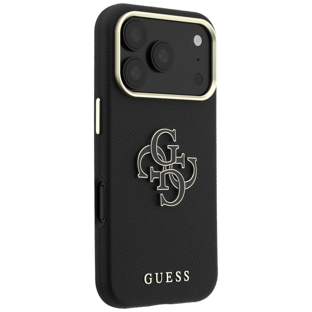 Θήκη για Apple iPhone 18 Pro Max / 17 Pro Max, Guess, Μεγάλο Λογότυπο από Ρητίνη με Υφή, Μαύρο