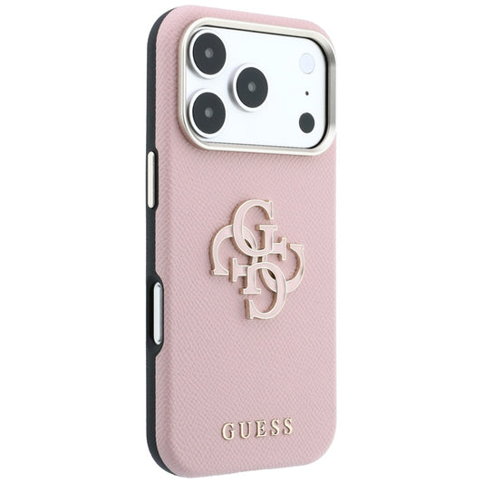 Θήκη για Apple iPhone 18 Pro Max / 17 Pro Max, Guess, Μεγάλο Λογότυπο από Ρητίνη με Υφή, Ροζ