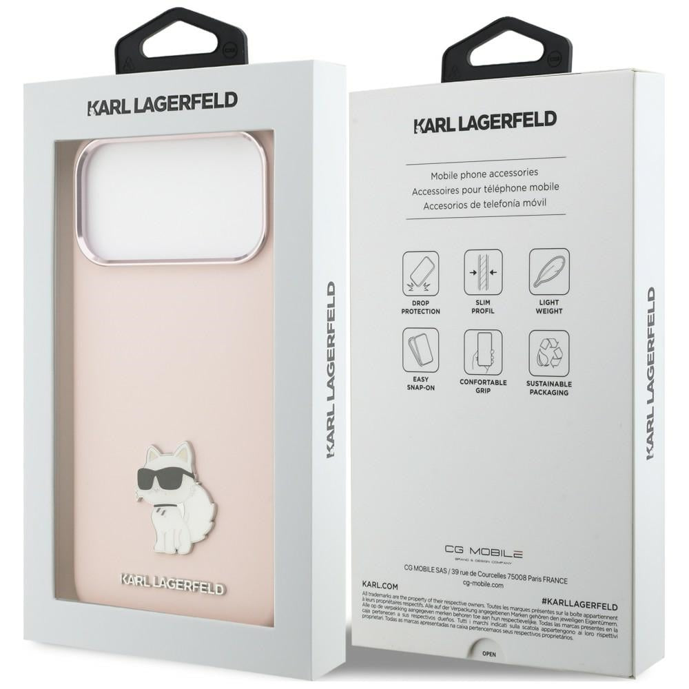 Θήκη για Apple iPhone 18 Pro Max / 17 Pro Max, Karl Lagerfeld, Choupette Metal Pin, Ροζ
