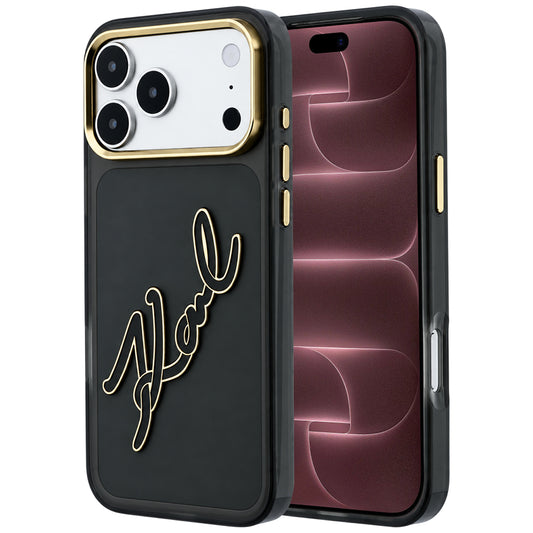 Θήκη για Apple iPhone 18 Pro Max / 17 Pro Max, Karl Lagerfeld, IML Big Signature Resin Logo Metal Frame, Μαύρο