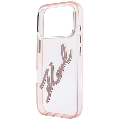 Θήκη για Apple iPhone 18 Pro Max / 17 Pro Max, Karl Lagerfeld, IML Big Signature Resin Logo Metal Frame, Ροζ
