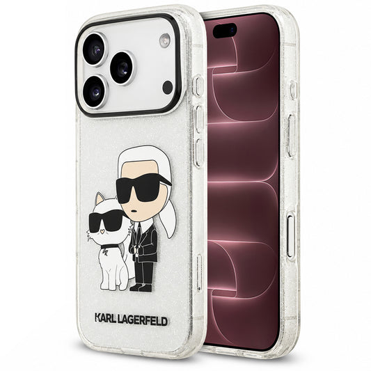 Θήκη για Apple iPhone 18 Pro Max / 17 Pro Max, Karl Lagerfeld, IML Glitter Karl and Choupette NFT, Διαφανής