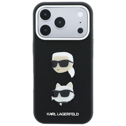 Θήκη για Apple iPhone 18 Pro Max / 17 Pro Max, Karl Lagerfeld, Saffiano Crossbody Karl & Choupette Head's Pins Logo, Μαύρη