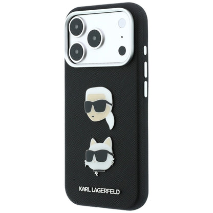 Θήκη για Apple iPhone 18 Pro Max / 17 Pro Max, Karl Lagerfeld, Saffiano Crossbody Karl & Choupette Head's Pins Logo, Μαύρη
