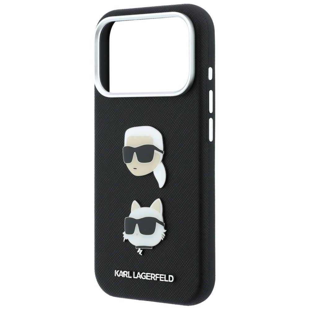 Θήκη για Apple iPhone 18 Pro Max / 17 Pro Max, Karl Lagerfeld, Saffiano Crossbody Karl & Choupette Head's Pins Logo, Μαύρη
