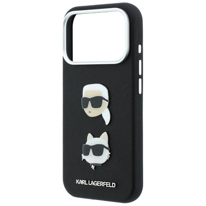 Θήκη για Apple iPhone 18 Pro Max / 17 Pro Max, Karl Lagerfeld, Saffiano Crossbody Karl & Choupette Head's Pins Logo, Μαύρη