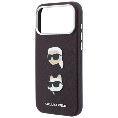 Θήκη για Apple iPhone 18 Pro Max / 17 Pro Max, Karl Lagerfeld, Saffiano Crossbody Karl & Choupette Head's Pins Logo, Μπορντό