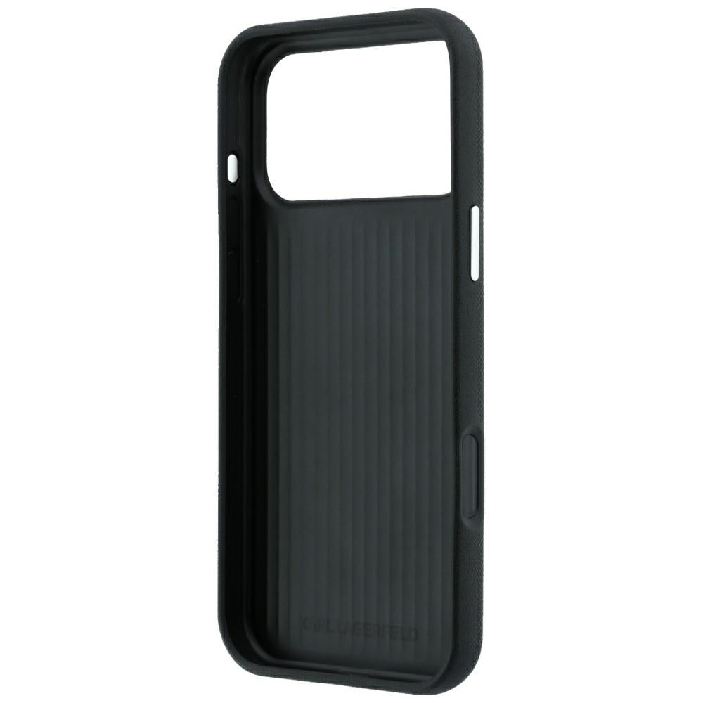 Θήκη για Apple iPhone 18 Pro Max / 17 Pro Max, Karl Lagerfeld, Saffiano με καρφίτσα κεφαλής Karl & Choupette και λογότυπο, Μαύρη
