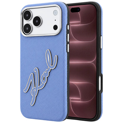 Θήκη για Apple iPhone 18 Pro Max / 17 Pro Max, Karl Lagerfeld, Λείο Μεγάλο Λογότυπο Υπογραφής από Ρητίνη, Μπλε