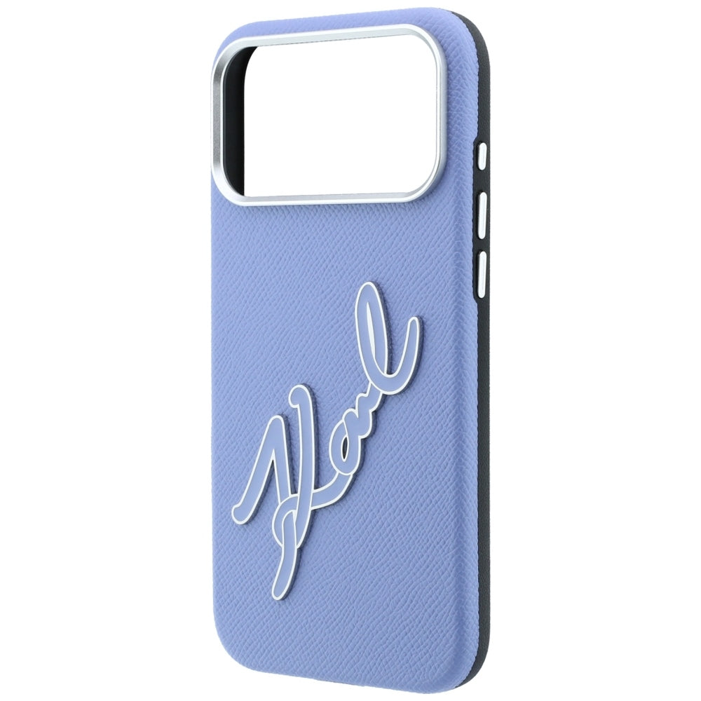 Θήκη για Apple iPhone 18 Pro Max / 17 Pro Max, Karl Lagerfeld, Λείο Μεγάλο Λογότυπο Υπογραφής από Ρητίνη, Μπλε