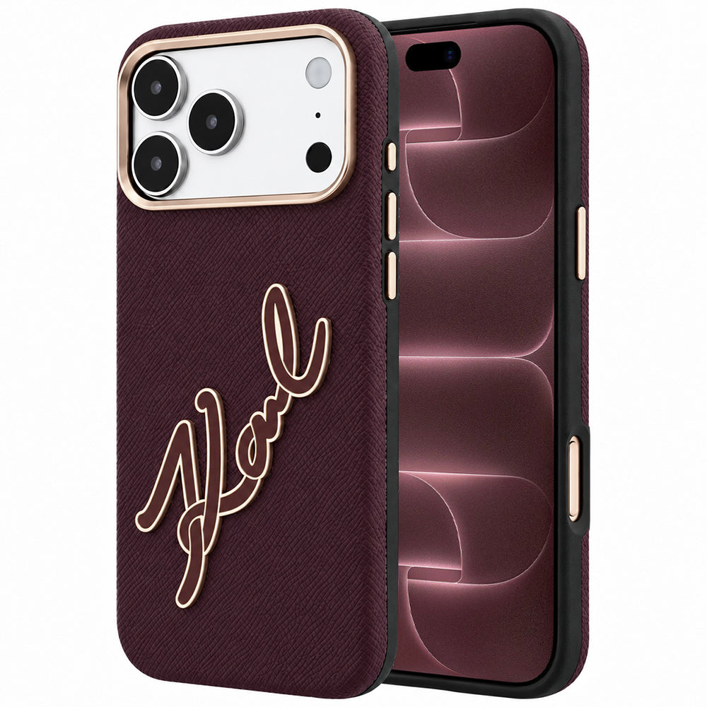 Θήκη για Apple iPhone 18 Pro Max / 17 Pro Max, Karl Lagerfeld, Λείο Μεγάλο Ρητινώδες Λογότυπο Υπογραφής, Βυσσινί