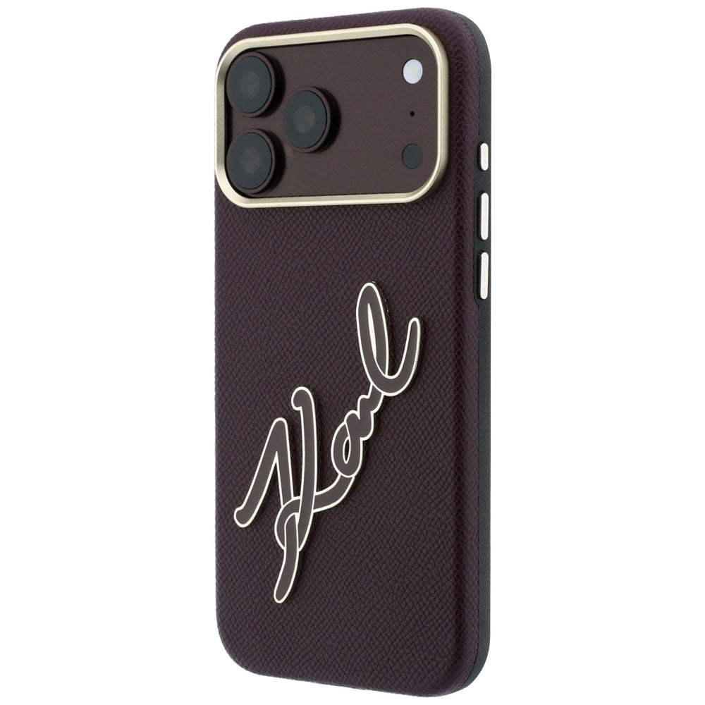 Θήκη για Apple iPhone 18 Pro Max / 17 Pro Max, Karl Lagerfeld, Λείο Μεγάλο Ρητινώδες Λογότυπο Υπογραφής, Βυσσινί