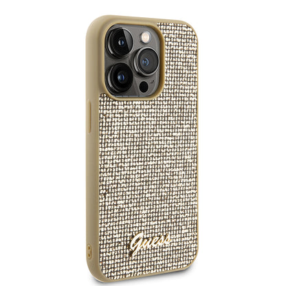 Θήκη για Apple iPhone 15 Pro, Guess, PU Square Mirror Script Logo, Χρυσή GUHCP15LPMSDGSD