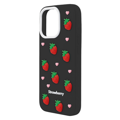 Case for Apple iPhone 15 Pro / 14 Pro, OEM, Strawberry, Black