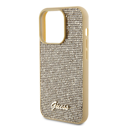 Θήκη για Apple iPhone 15 Pro, Guess, PU Square Mirror Script Logo, Χρυσή GUHCP15LPMSDGSD