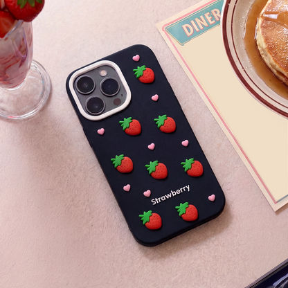 Case for Apple iPhone 17 Pro, OEM, Strawberry, Black