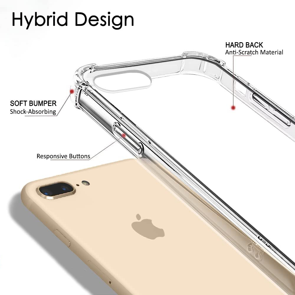 Case for Apple iPhone 8 Plus / 7 Plus, Techsuit, Shockproof Clear, Transparent