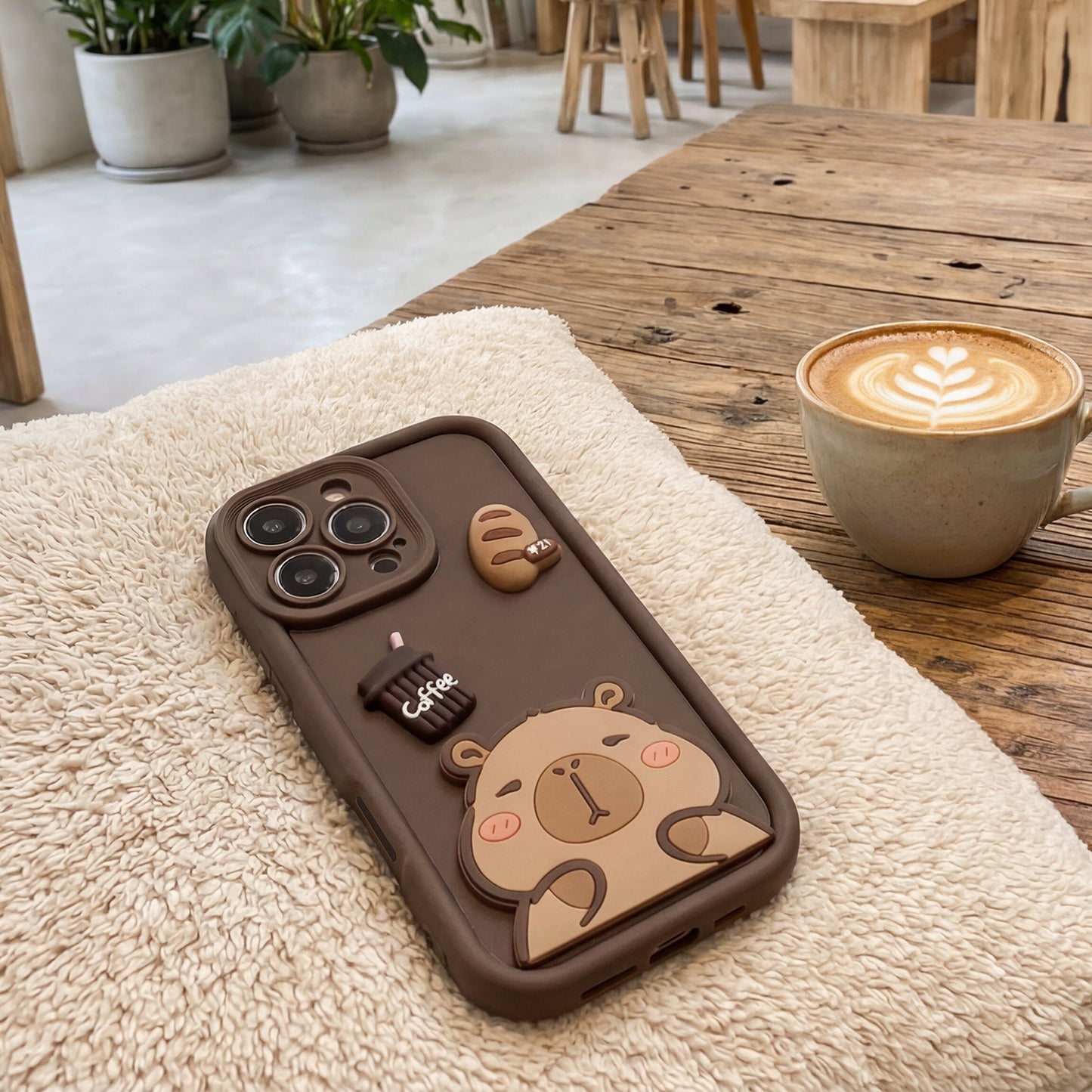 Case for Apple iPhone 17 Pro, OEM, Ultra Trendy 3D Capybara, Brown