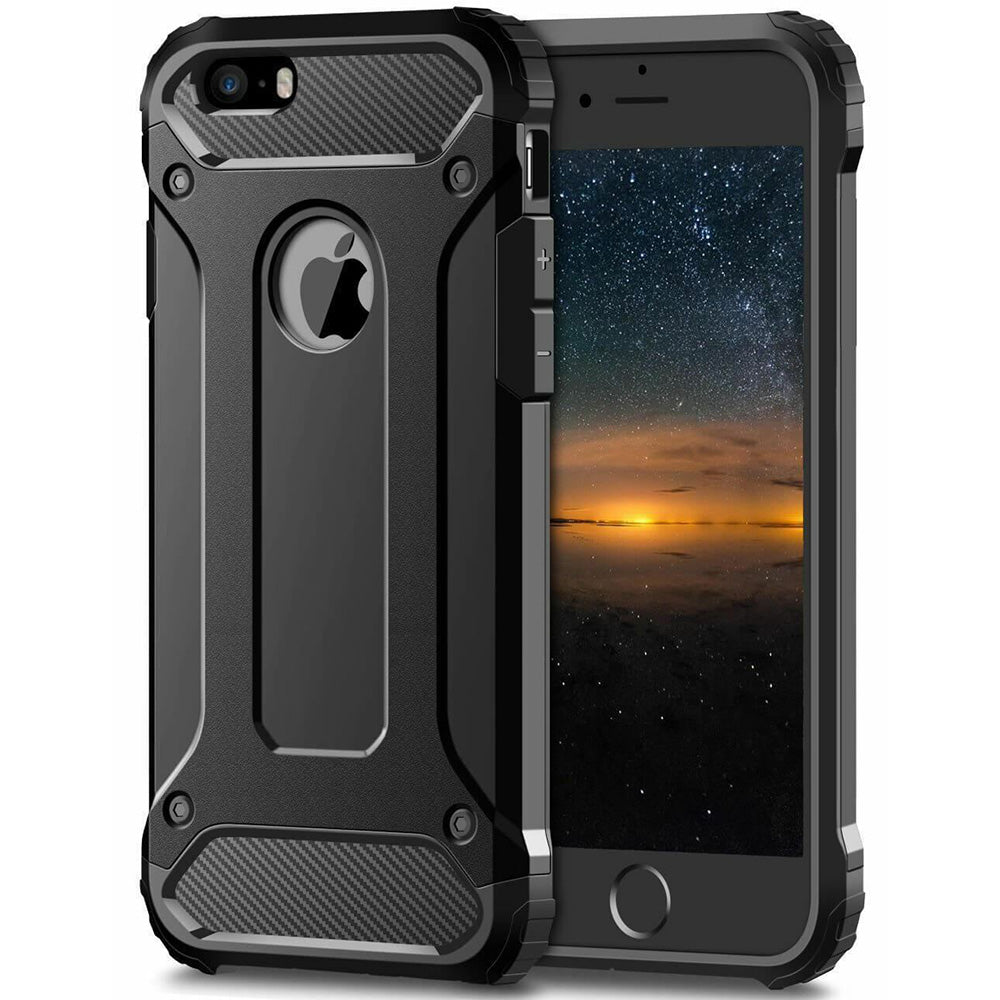 Case for Apple iPhone SE (2016) / 5 / 5s, Techsuit, Hybrid Armor, Black