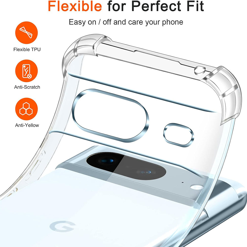 Case for Google Pixel 8a, Techsuit, Shockproof Clear, Transparent