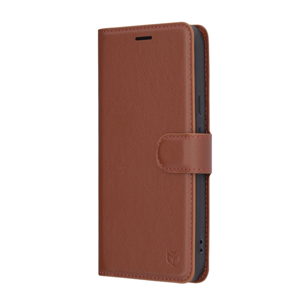 Case for Google Pixel 9a, Techsuit, Leather Folio, Brown