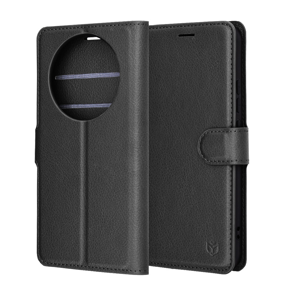 Case for Honor Magic8 Lite, Techsuit, Leather Folio, Black
